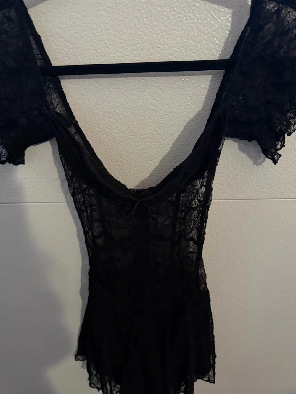 Sheer Black Lace Dress with shorts  - Women's